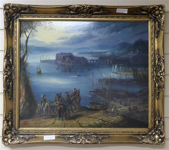 A framed oil on board, Vigyazo